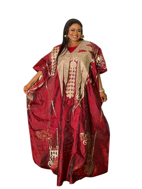 Elegant Embroidered Bubu Dress with Inner Slip
